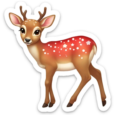 Red asthetic Christmas baby deer sticker