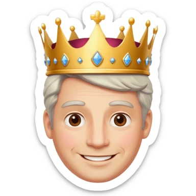 middle age white prince  with crown,  sticker