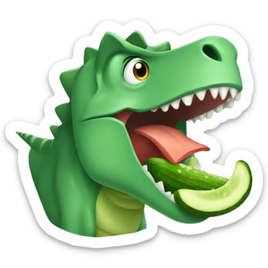 dinosaur eating a cucumber sticker