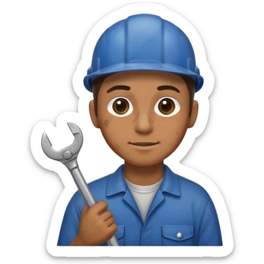 Mechanic + wrench + oil stain sticker