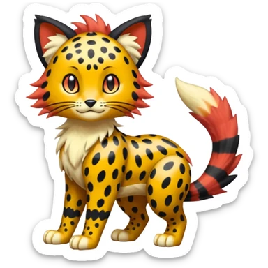 Glossy Sparkly Gembonded Spotty Stripy Hairy Floofy-Poofy Liepard-Linoone-Litten-Pokémon-fusion-creature (full body) sticker