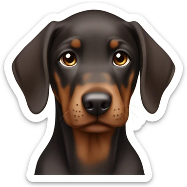 Doberman with chocolate fur and tan markings puppy sticker