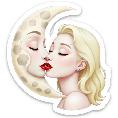 The moon giving a kiss sticker