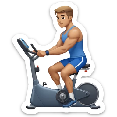 buff guy blue shorts stationary bike sticker