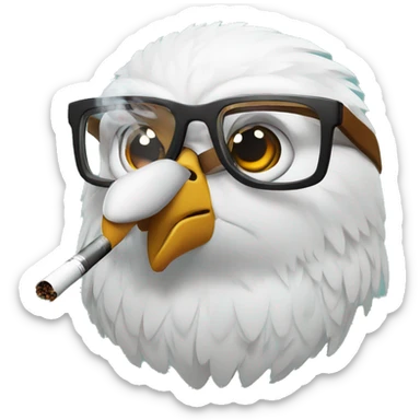 Hawk with glasses smoking a vape sticker
