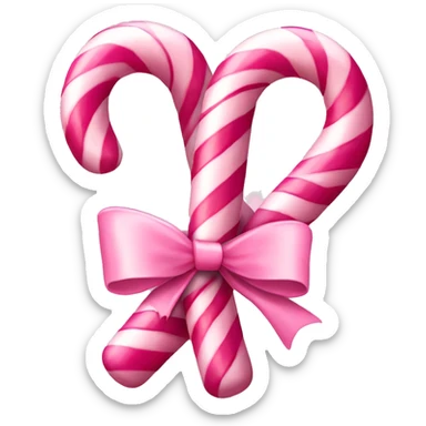 A light pink candy canes, with pink bow on it sticker