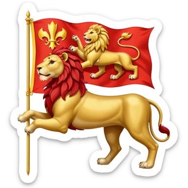 Majestic 4 leg Lion Medieval Banner heraldry flag sticker