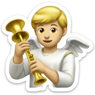 Golden LDS Mormon Angel Moroni blowing horn sticker