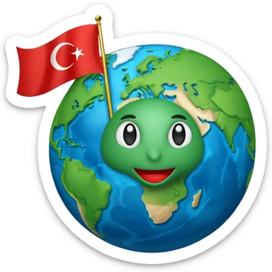 Draw me an emoji of planet Earth with the flag of Turkey on it. sticker