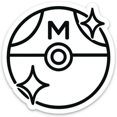 Add a sparkle effect to the outlined Master Ball icon, preserving the original style and transparent background. sticker