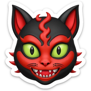 Black devil alien with cat ears smirking sticker