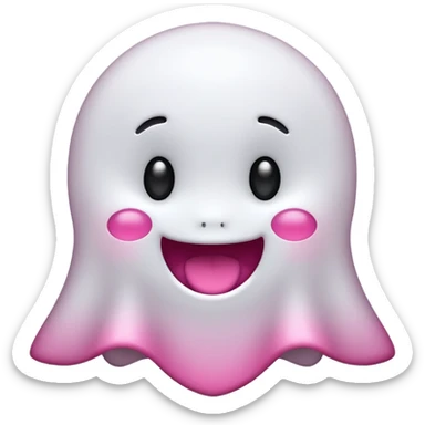 fantasma cute con lazo rosa sticker