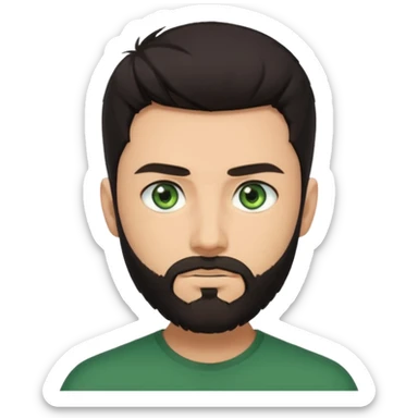 Man with a short full beard, Styled hair, Best looking man in the planet, onepiece style dark hair, green eyes, more anime style more maskulin  sticker