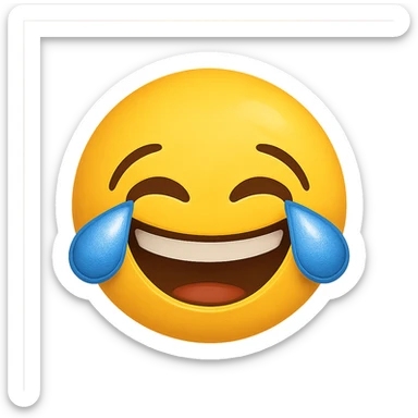 yellow face with laughing expression emoji, digital illustration sticker