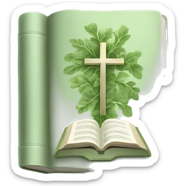 Open Light Sage green holy Bible with a light coloured gardens coming from the sides of the Bible  sticker