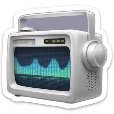 Radio with sound wave sticker