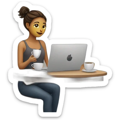 girl+laptop+coffee sticker