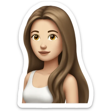 White girl with long brown hair sticker
