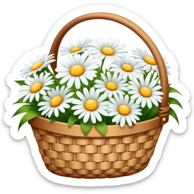 basket with white daisies sticker