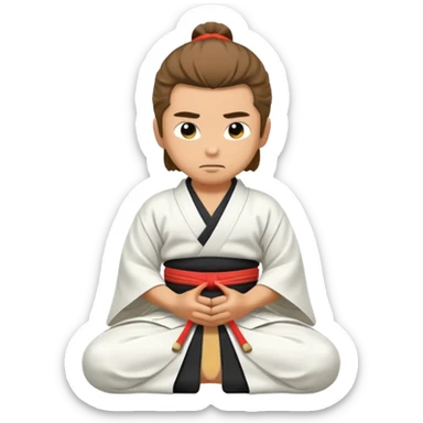 kneeling samurai in white kimono sticker