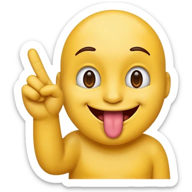 emoji with tongue sticking out and one hand touching middle finger and thumb sticker