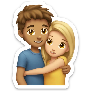 Boy and girl having cuddles  sticker