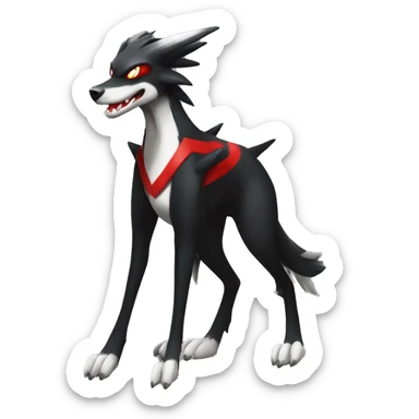 Black Cool Edgy Sergal-Houndoom-Fakémon  with White and Red Edgy markings sticker