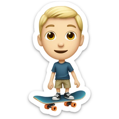 Skateboarding white pale caucasian boy sticker