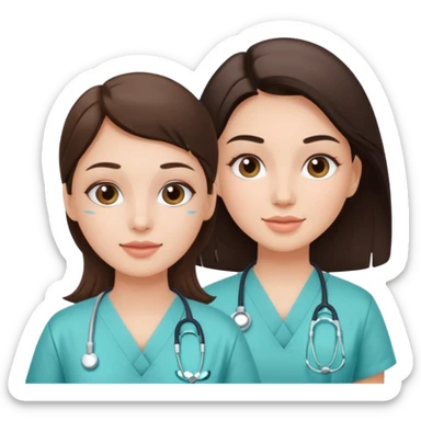 girl brunette getting a facial by a cosmetic esthetician sticker