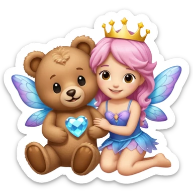 Teddy and fairy as a couple sticker