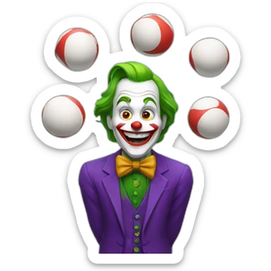 a joker with juggling three balls sticker