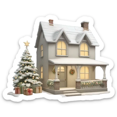 Shabby chic style English Christmas cottage sticker