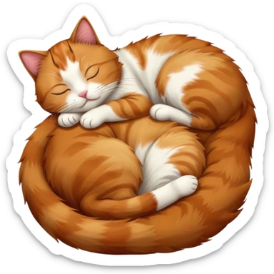 Calico cat with brown on their left side and ginger on their right side sleeping sticker