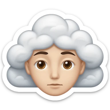 simple face with cloudy eyes, neutral expression sticker