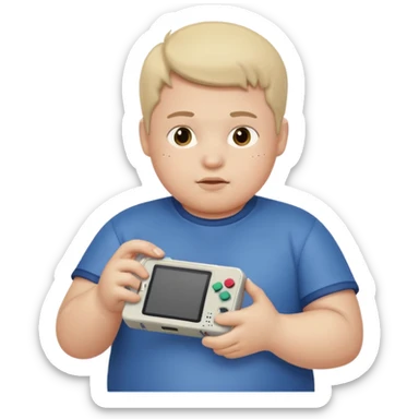 fat boy playing game boy sticker