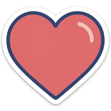 red heart with subtle shine, clean and modern illustration style sticker