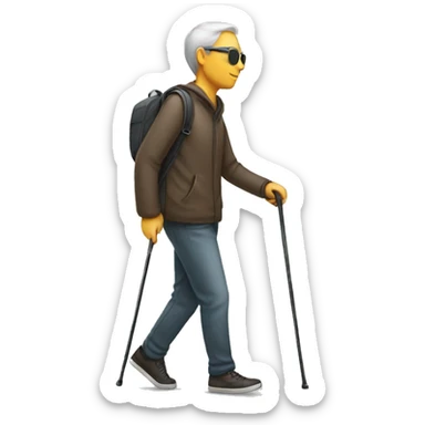 blind person walking with cane sticker