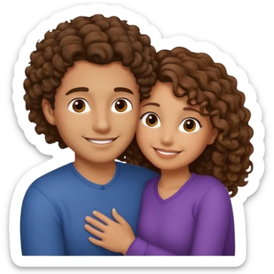 Girl cuddle with guy that have curly brown hair  sticker