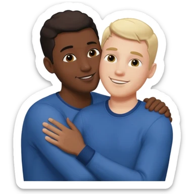 White adult male kissing black adult male sticker