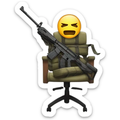 CT from csgo with ak-47 sitting on chair sticker