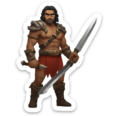 diablo 4 male barbarian using two handed sword sticker