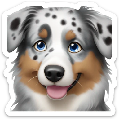 Australian shepherd dog face that is grey with small black speckles and blue eyes sticker