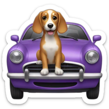 A with dog with a purple car sticker