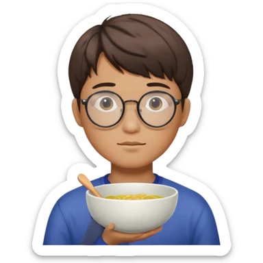 Korean man, round glasses, bowl haircut sticker
