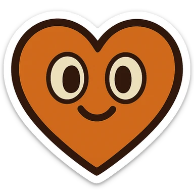 cute brown heart emoji sticker