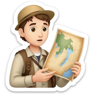 confused wanderer with map sticker