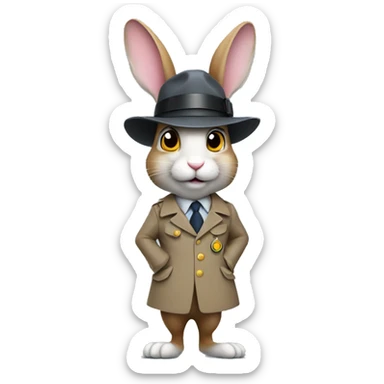 Rabbit dressed as inspector gadget sticker