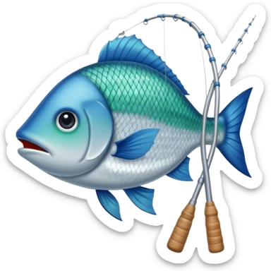 poisson avec canne à pêche sticker