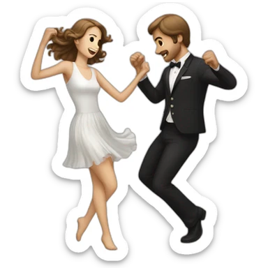 White brown hair couple dancing rocknroll sticker