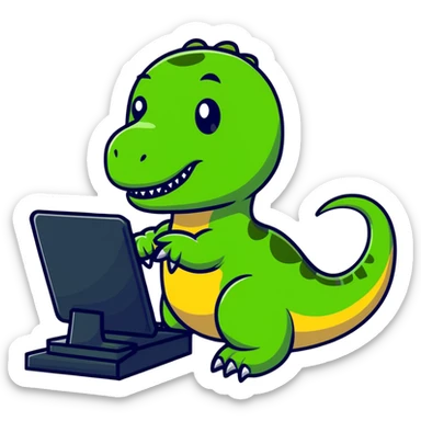 dinosaur using a computer sticker